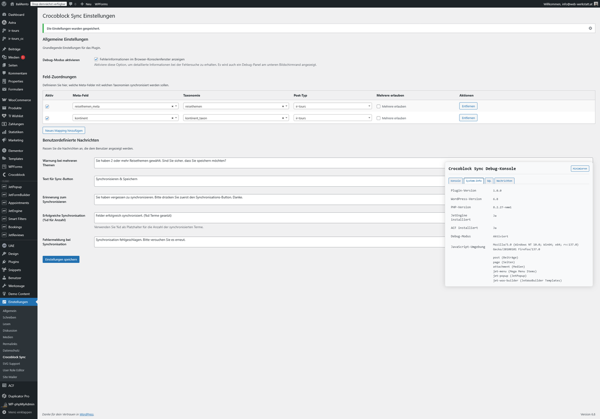 ACF und Crocoblock Syncronisations Plugin für Wordpress